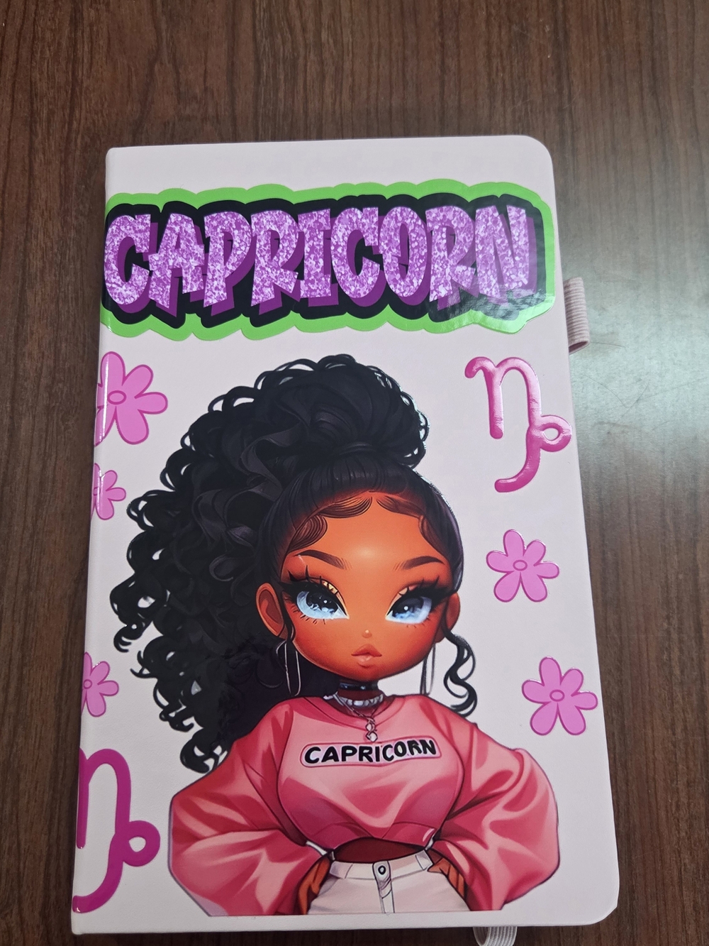 Pink Capricorn Graphic Women’s Hair Notebook - Cute Zodiac Design